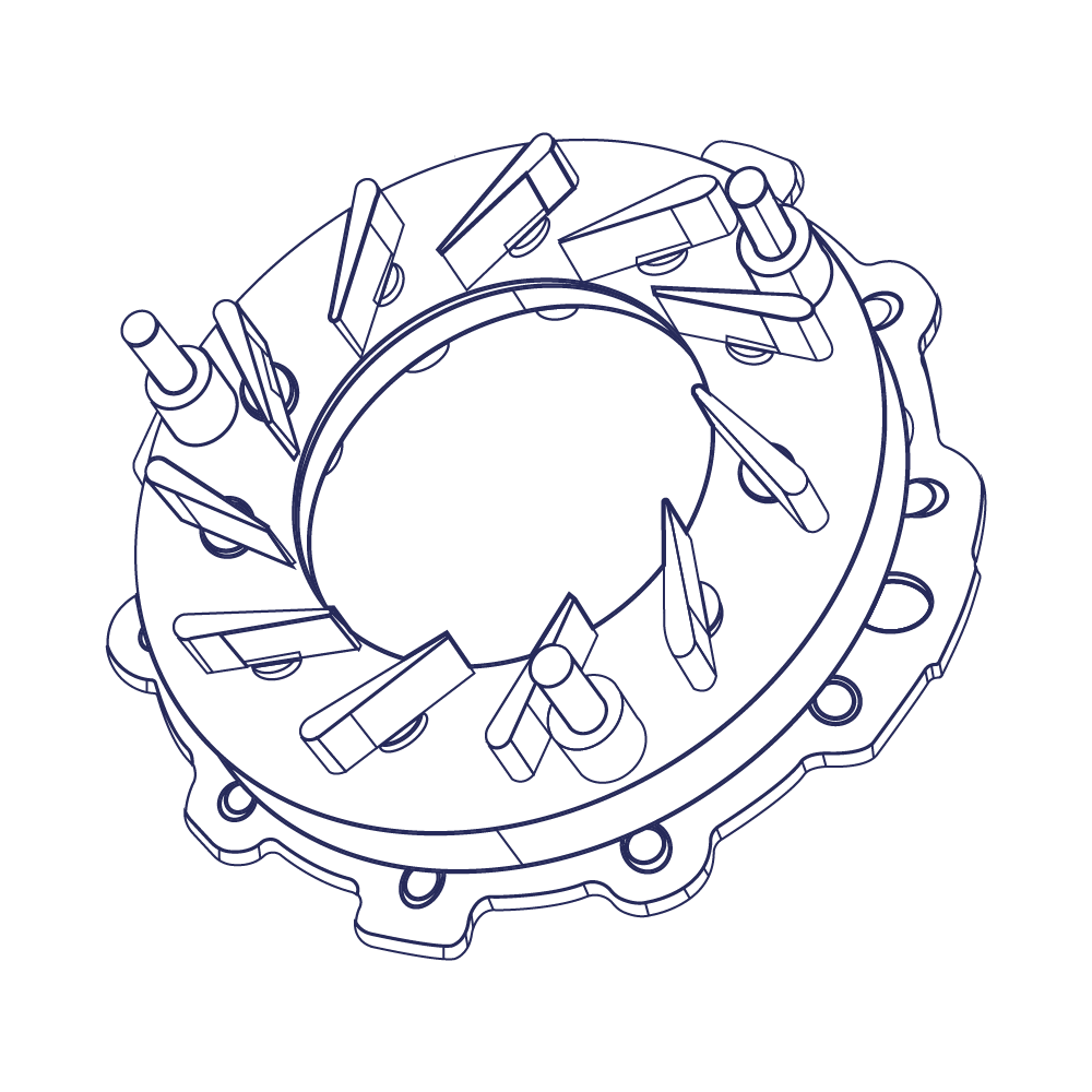 727463-3 GT2256V Nozzle Ring Assy